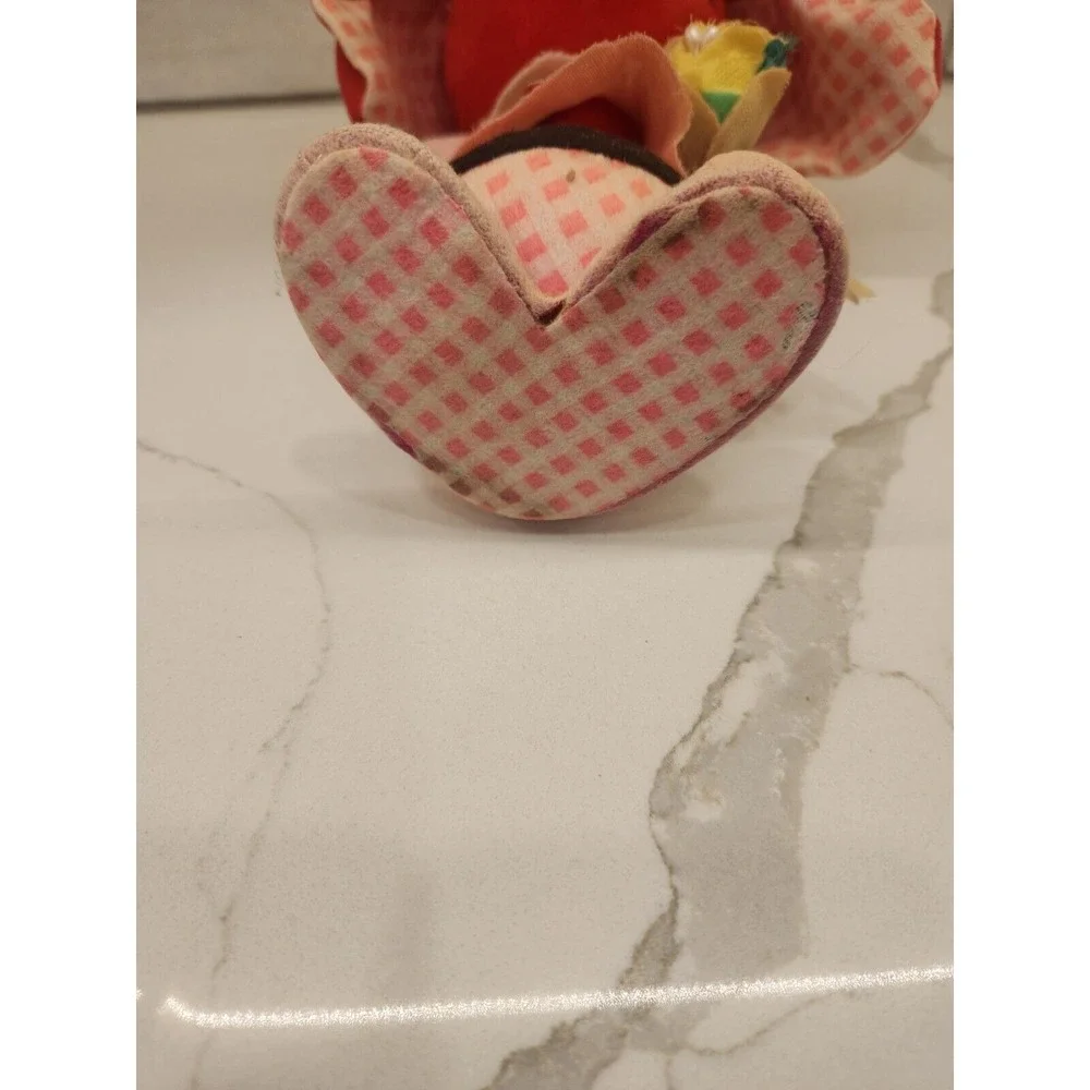 Vintage Styrofoam Felt‎ Red Elephant Poseable Ears Pink Hat Holding Flowers